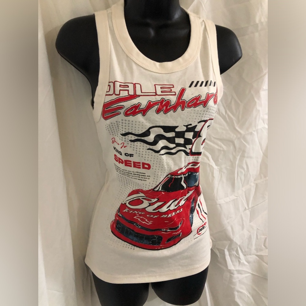Nascar Dale Earnhart jr #8 King of Speed Bud King of Beers cream tank top size S